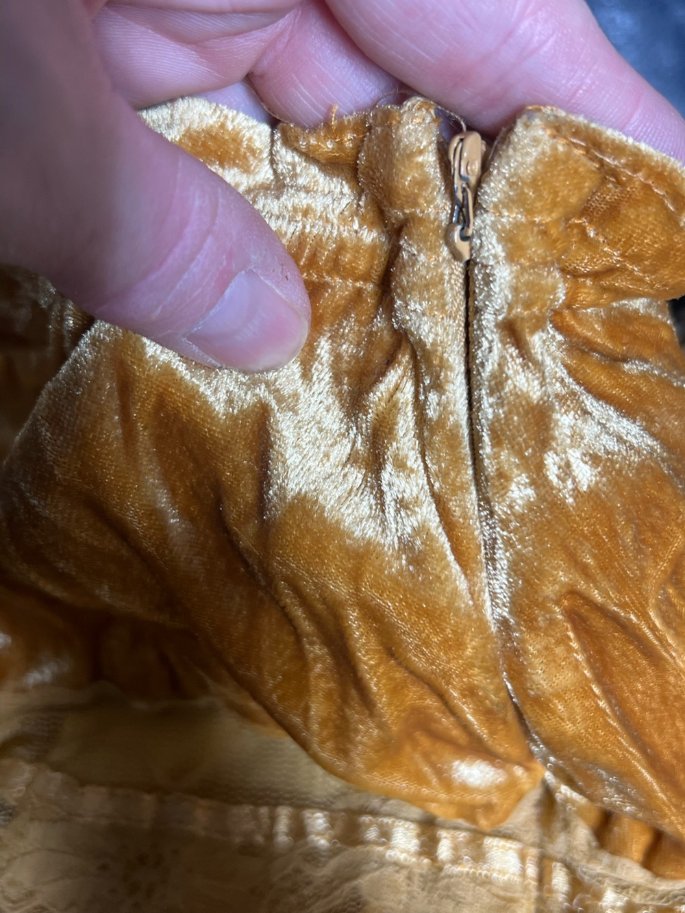 Passport vintage mustard velvet and lace tiered bow midi skirt boho feminine - Picture 12 of 12